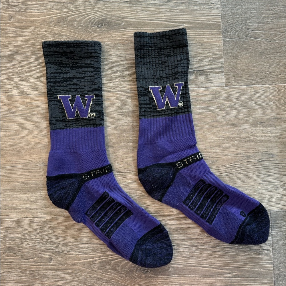 Strideline University of Washington Huskies Crew Socks Purple Gold Grey Black